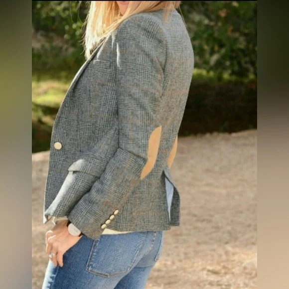 Zara plaid blazer with elbow patches - Picture 3 of 3